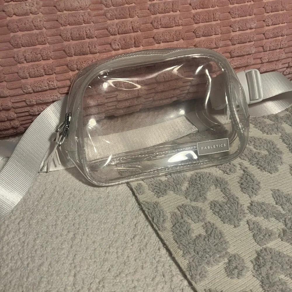 Fabletics Clear Vinyl Waist Bag with White Trim - Picture 1 of 4